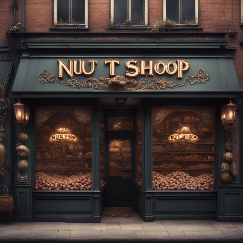 Vintage Nut Shop with Logo: Digital Matte Painting