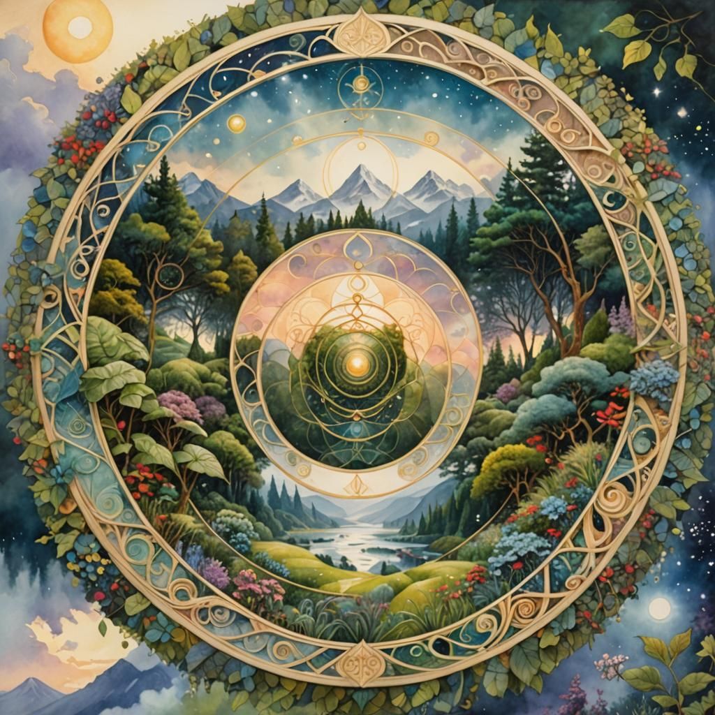 Sacred geometry art, landscape