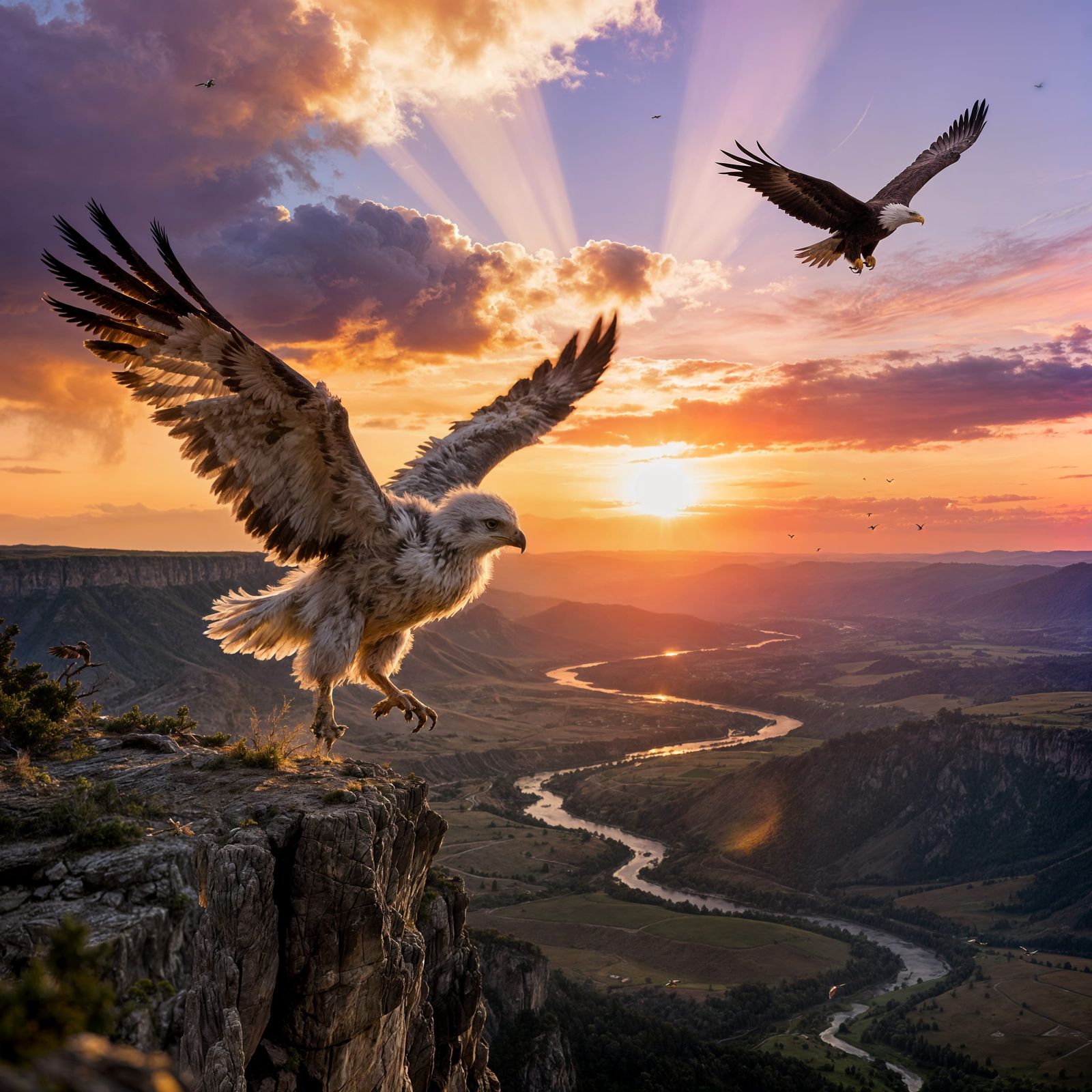 Fledgling Bird's First Flight at Sunset Cliff