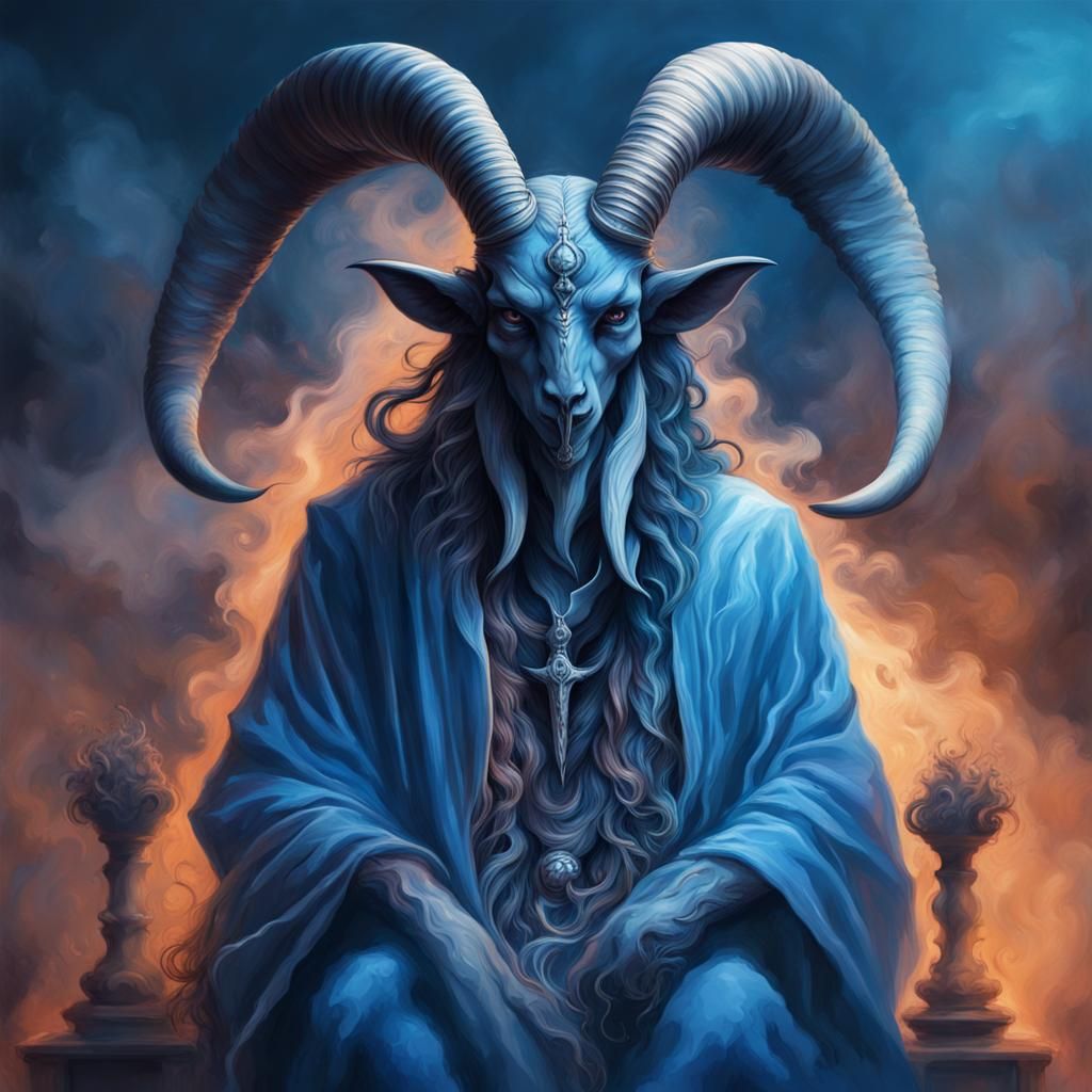 Baphomet in blue robes - AI Generated Artwork - NightCafe Creator