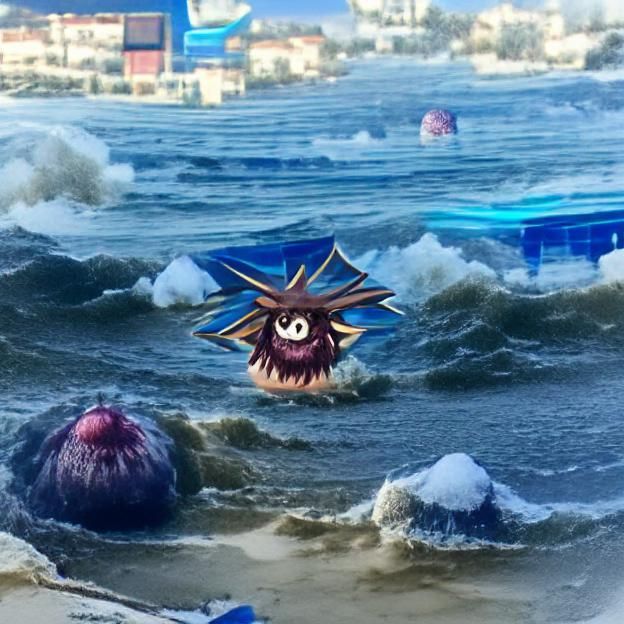 Evil kuriboh emerging from the ocean
