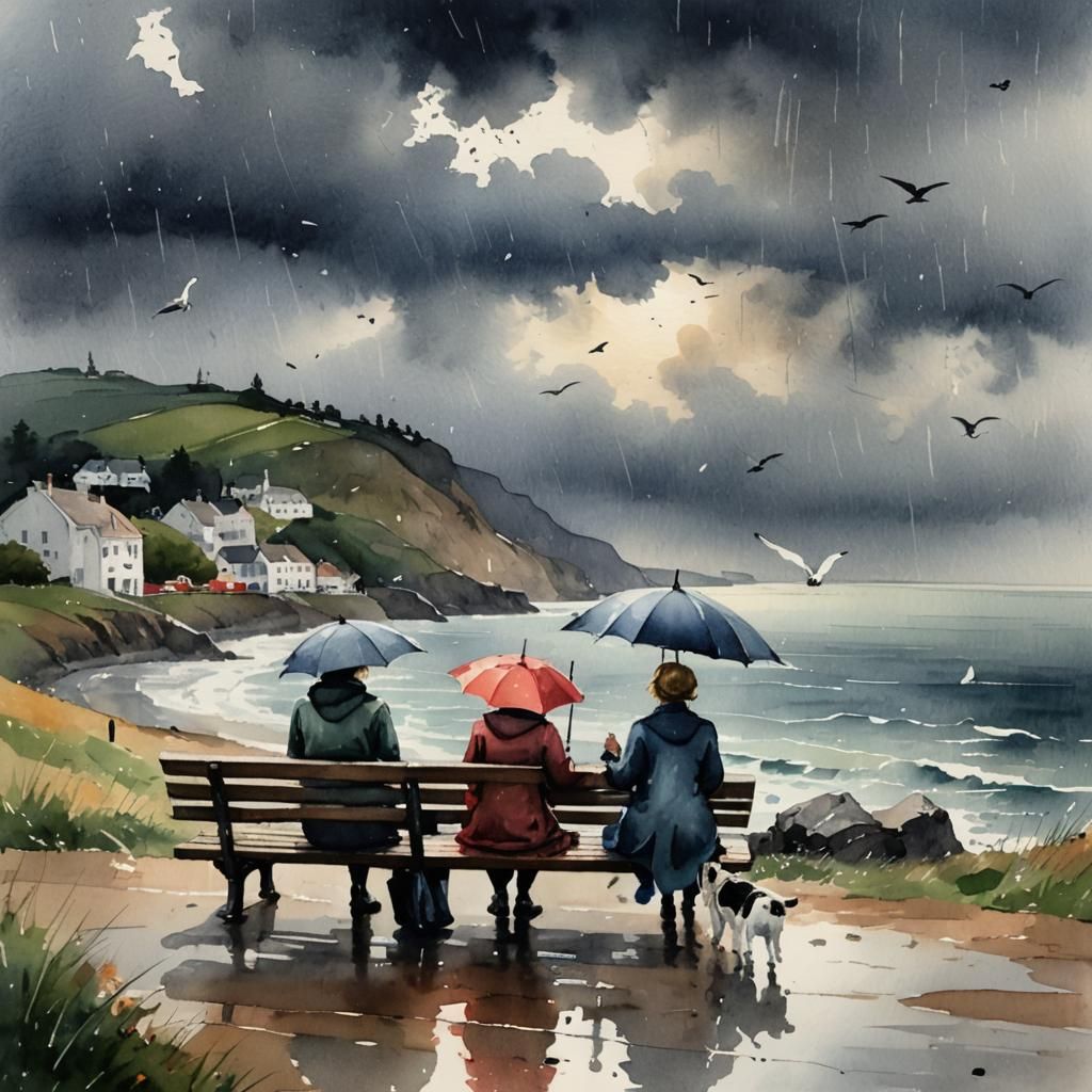 Sitting in the Summer Rain  by @Chickadee