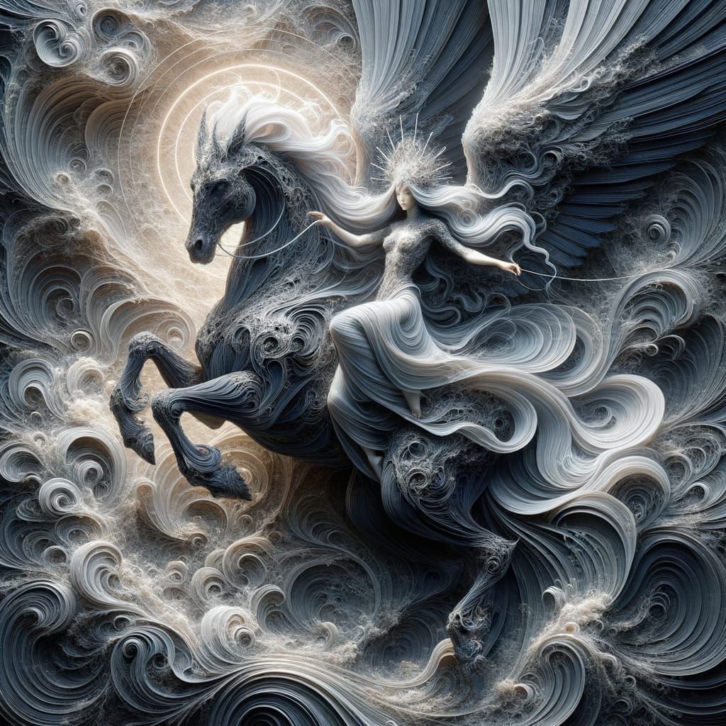 Goddess & Pegasus - AI Generated Artwork - NightCafe Creator