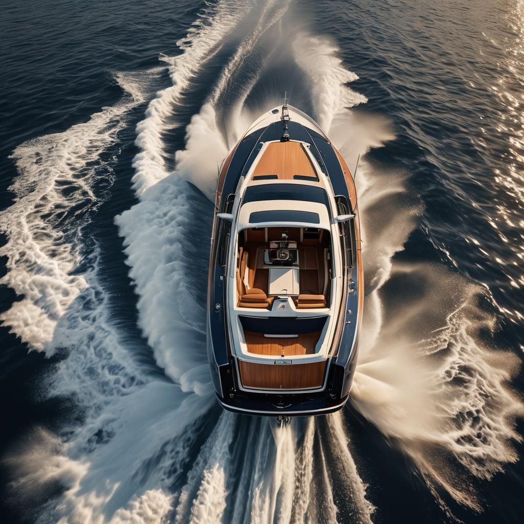 Luxury Yacht in Motion: Detailed Matte Painting