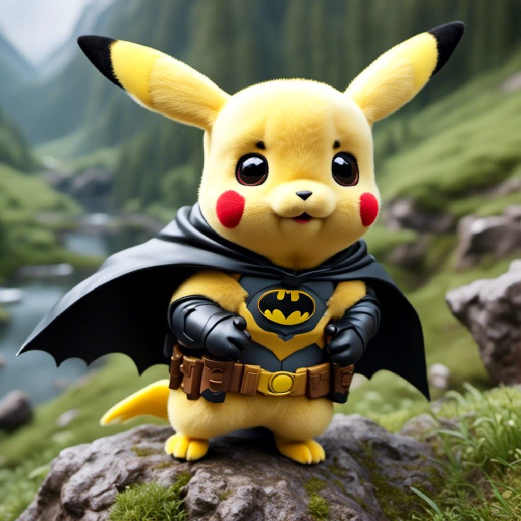 <lora:Adorable 3D Real:1.0> Pikachu with batman cape