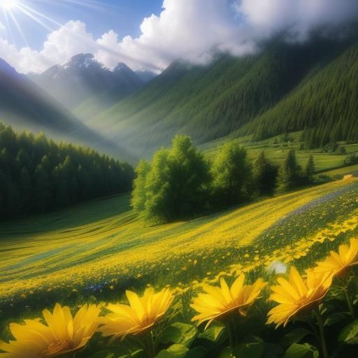Beautiful misty mountain landscape