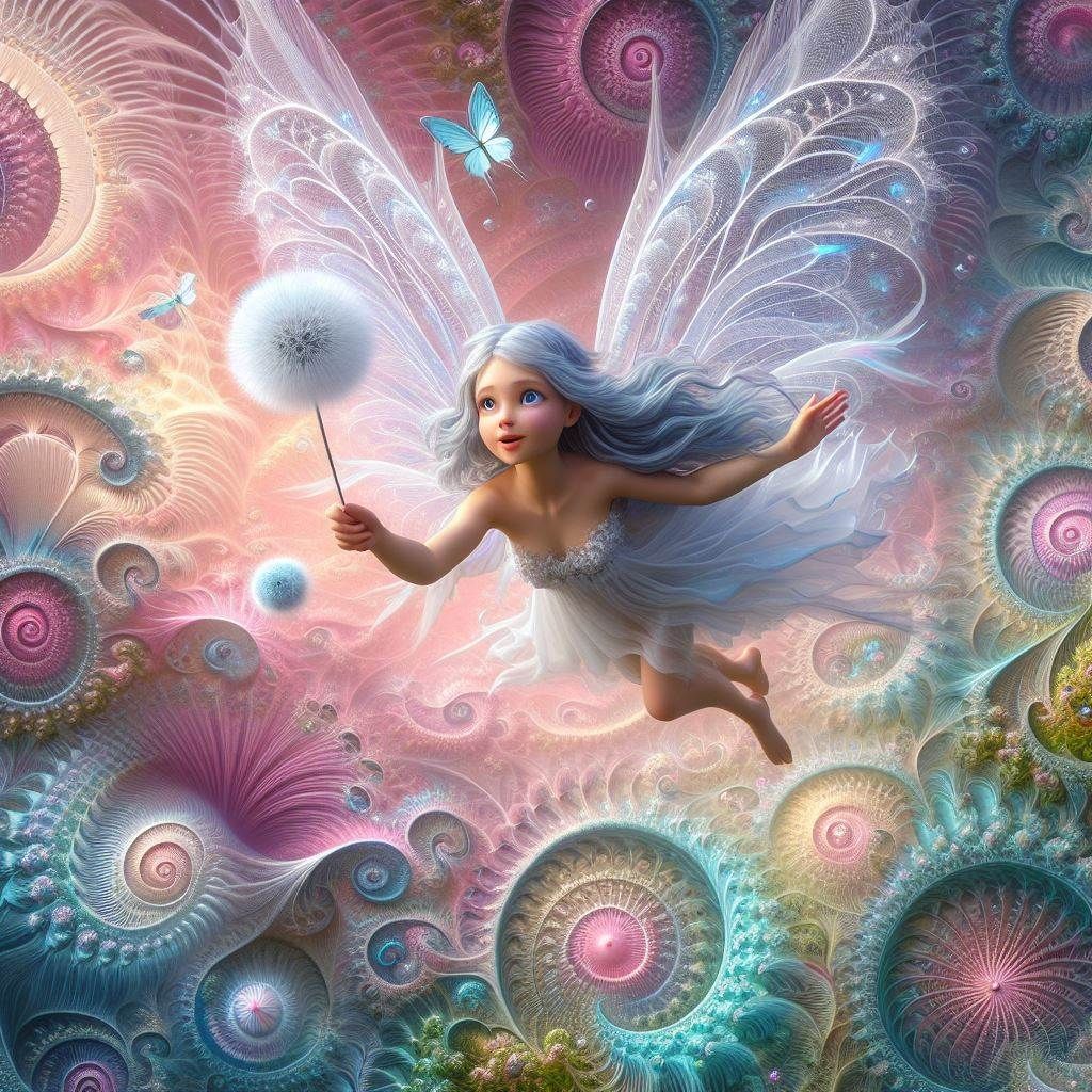 Dandelion Fairy in a fractal fantasy world