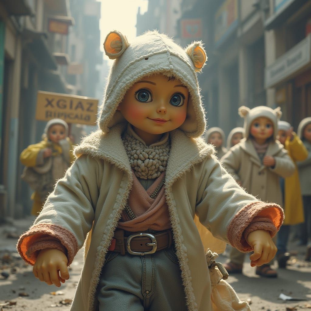 Happy Baby Crawling in a Blooming Field