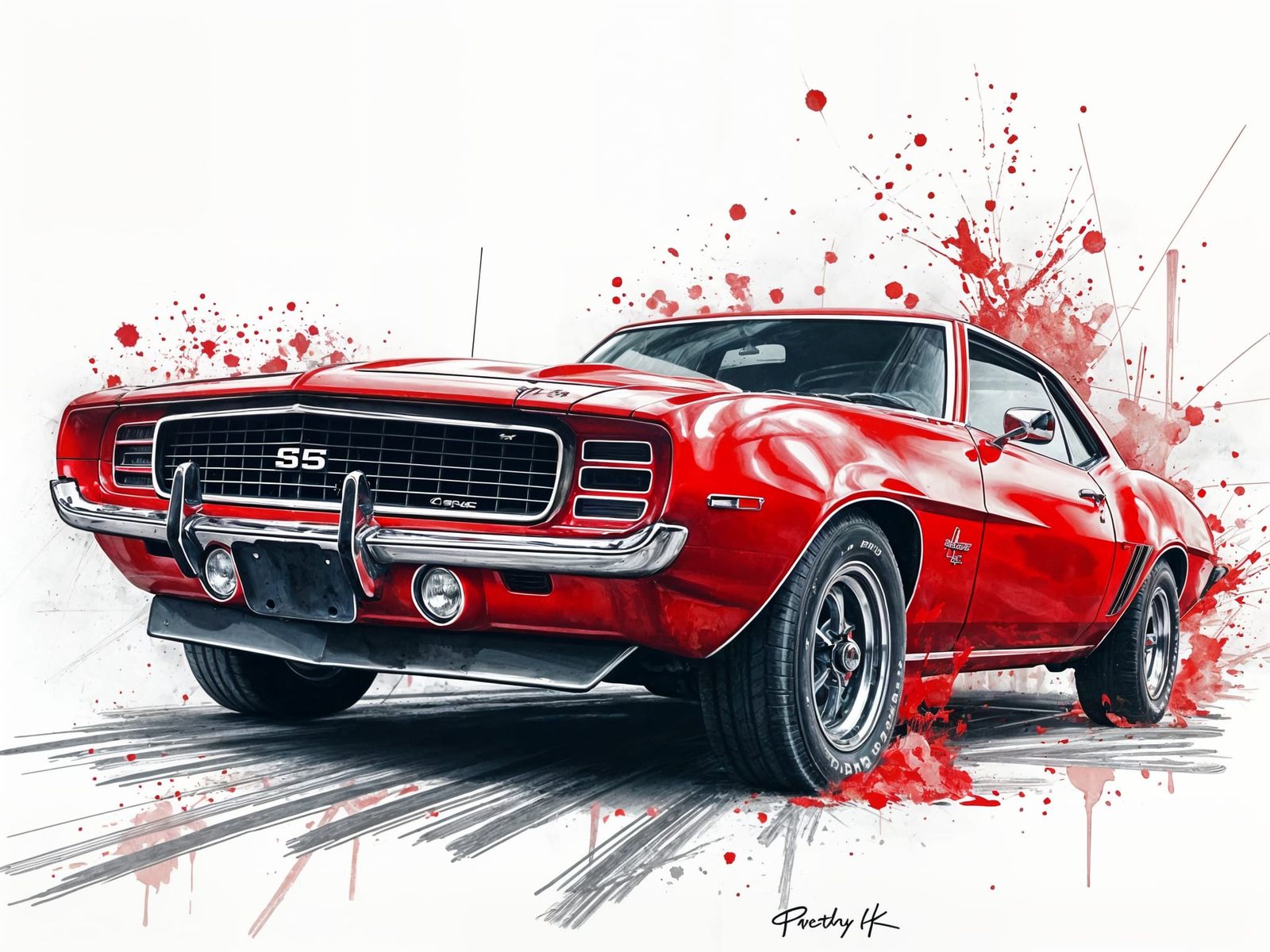  "Dark red 1969 Chevy Camaro"  by @ShclasH