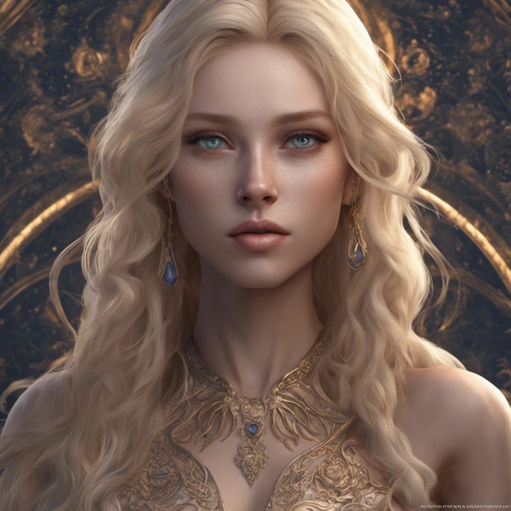 Blond hair woman flawless ultra detailed pale face,