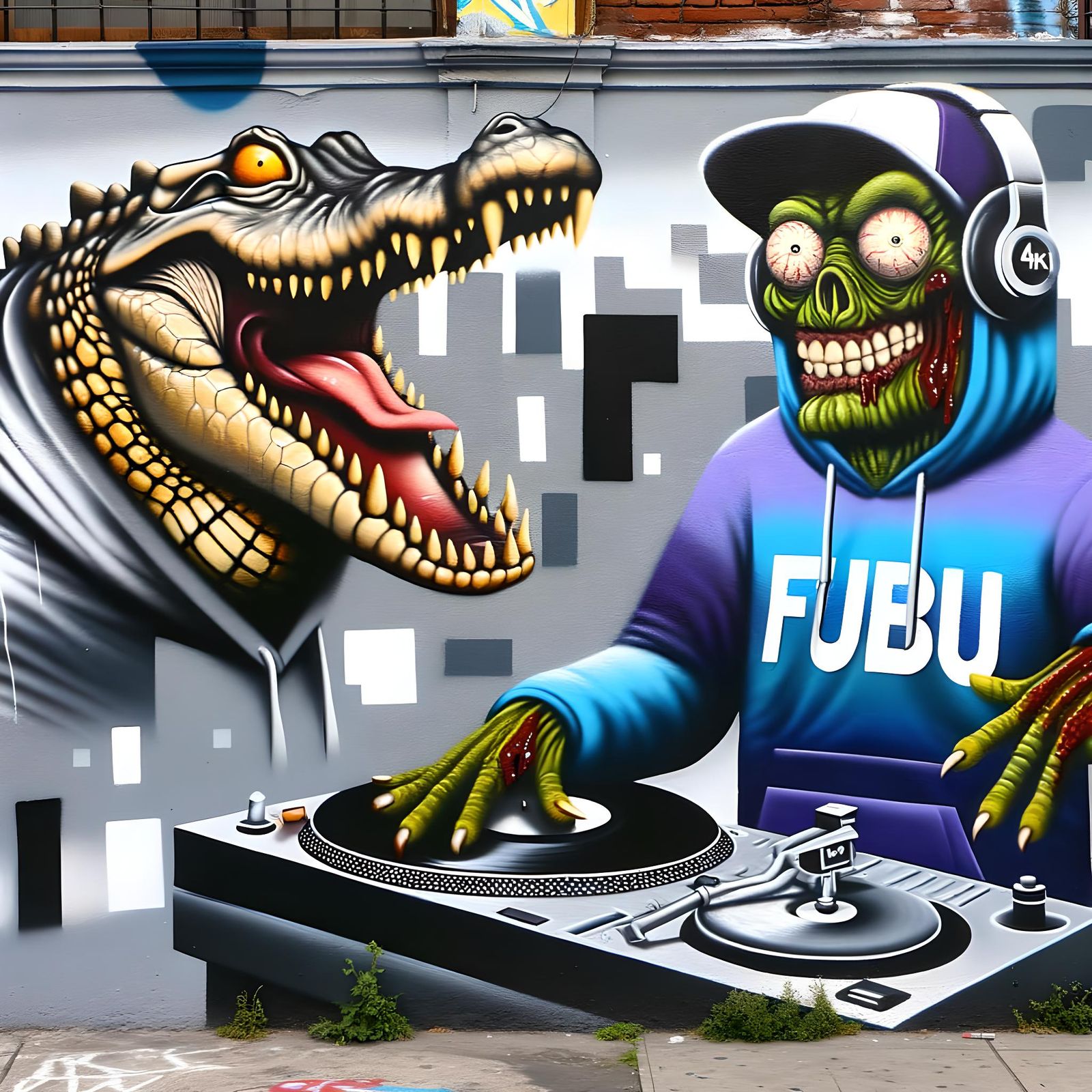 Alligator Zombie DJ by Wes - AI Generated Artwork - NightCafe Creator