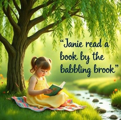 8/12/2025-Cute Little Girl Reading a Book Word Play Art By A...