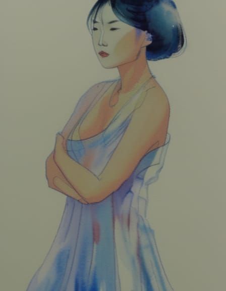watercolor Asian woman