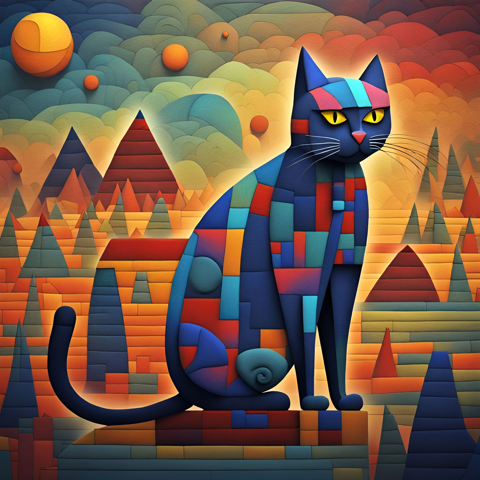 Cat in the style of Paul klee