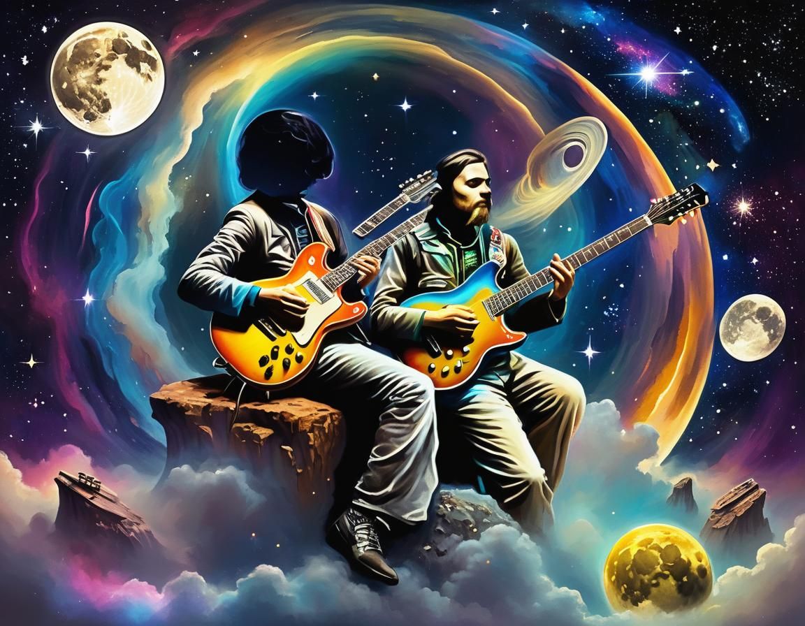 Spectrum cosmic serenade guitarist band cosmos nebula spaces...