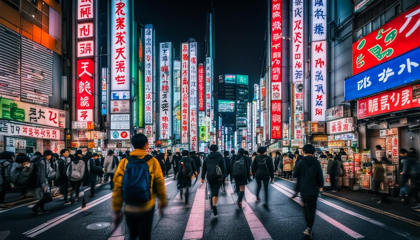 walking through the super bright neon lit city of Shinjuku, ...