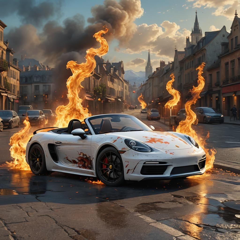 an impressionist image of a white 2019 porsche 718 boxster g...
