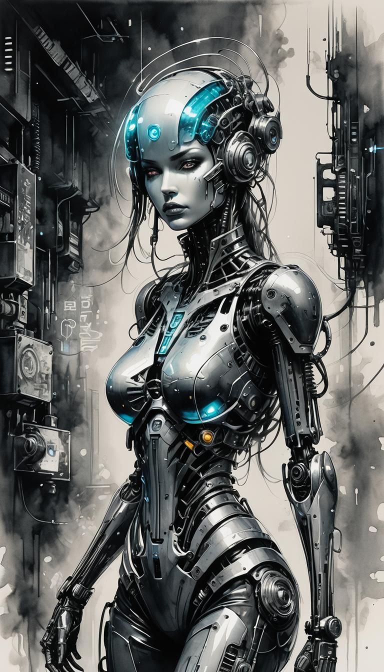 Biopunk, cybernetic biopunk girl  by @MasAllaHechosIlusion