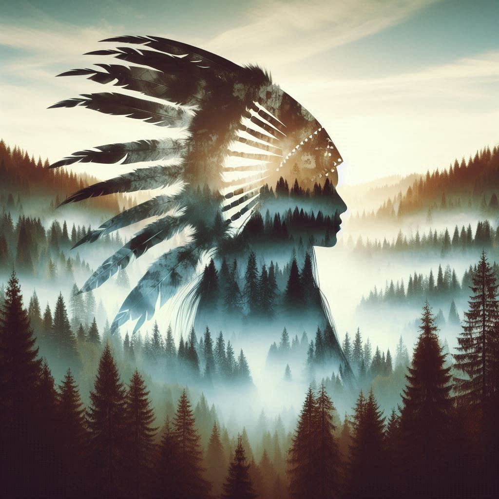 double exposure beautiful fantasy portrait landscape..