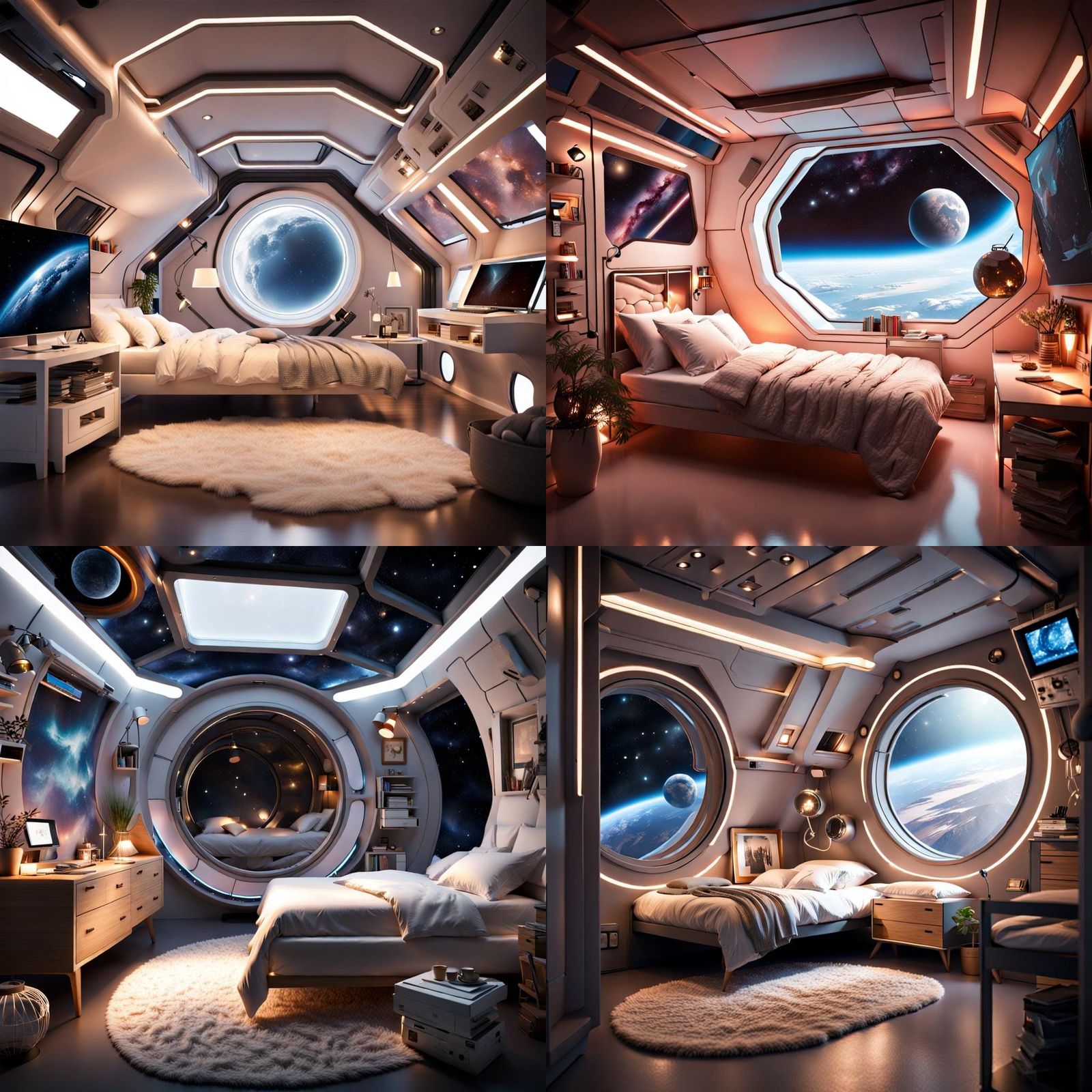 Cozy bedroom on a spacestation
