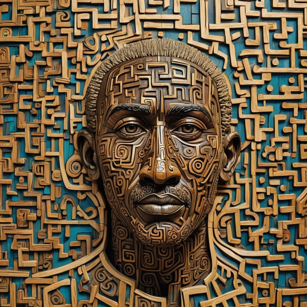 african inspired pattern wood sculpture david moore van gogh...
