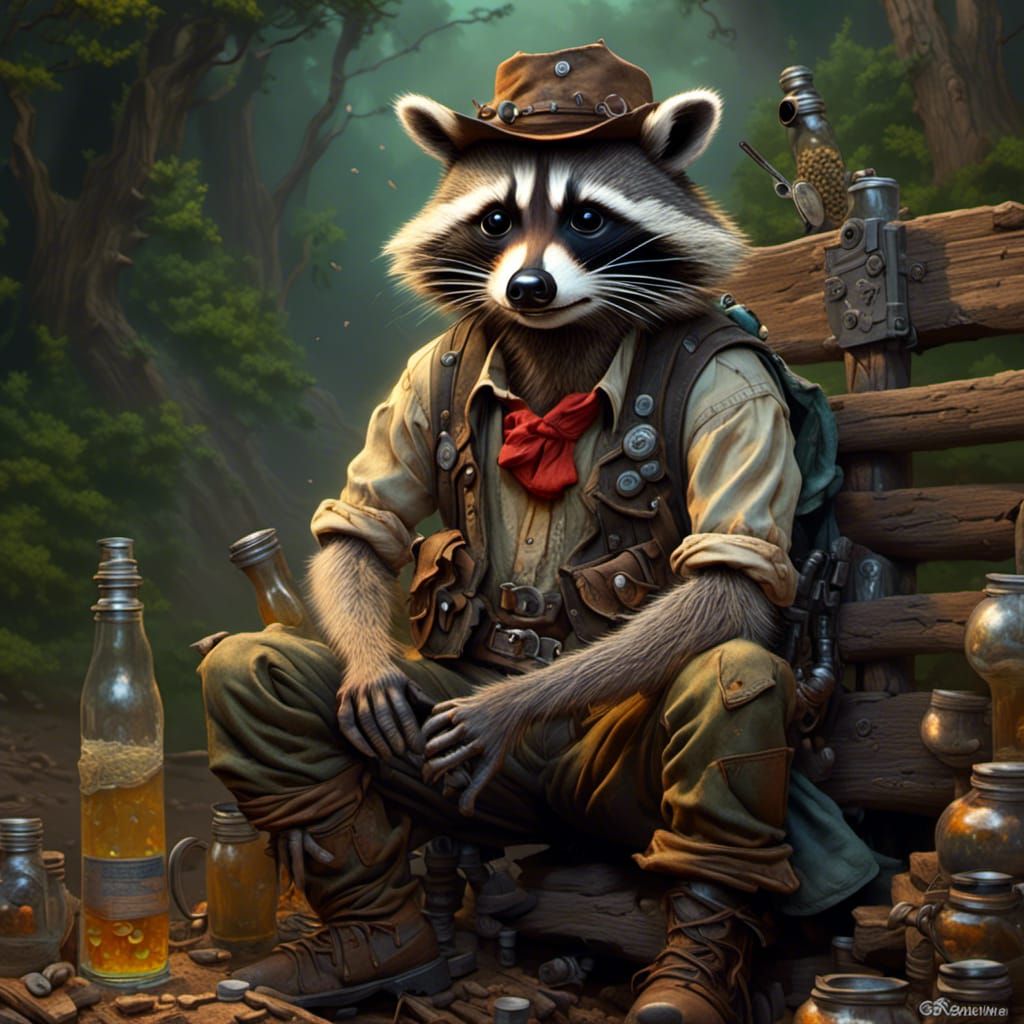 raccoon moonshiner