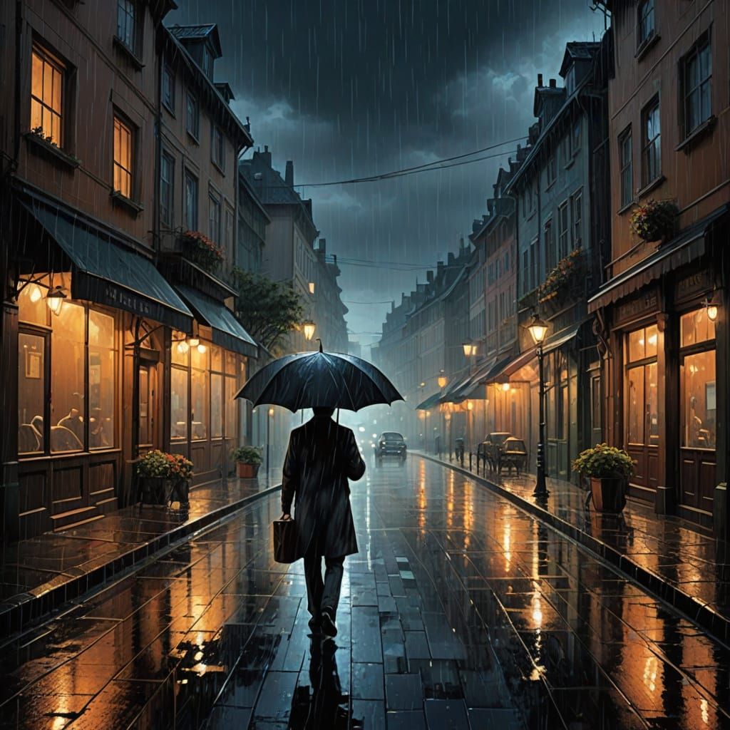 Magical House in the Rain: Digital Fantasy Art