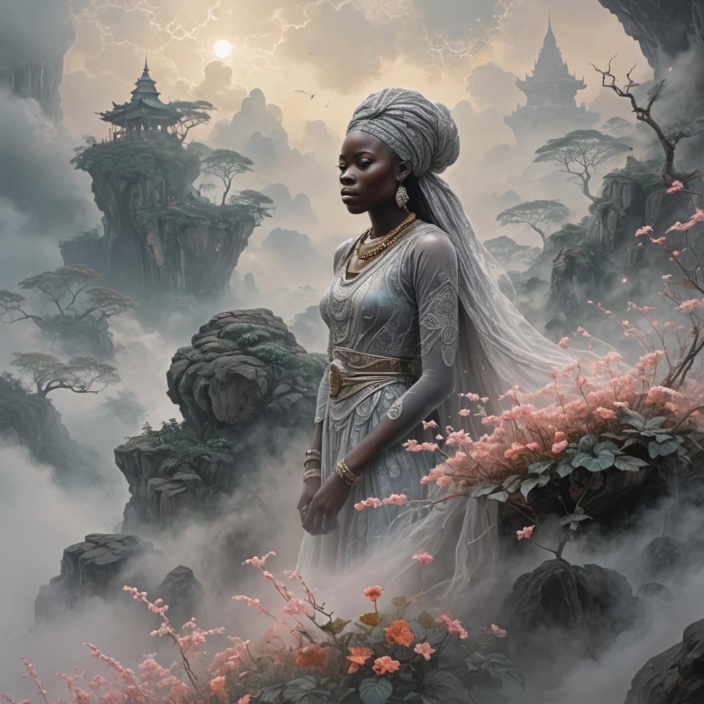 ethereal fantasy hyperdetailed mist Akinola Lasekan