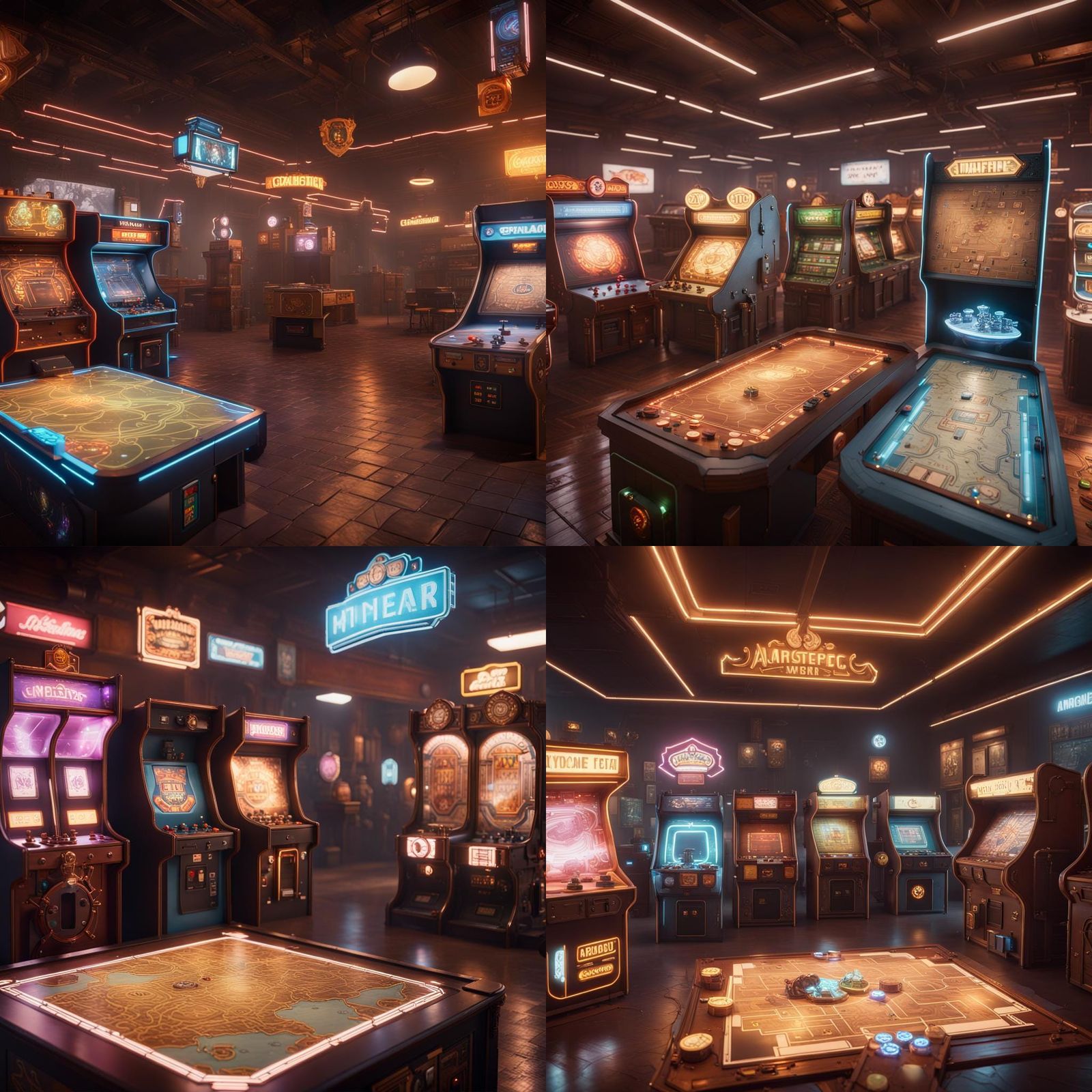 A virtual board game map themed around an arcade AI Generated Artwork