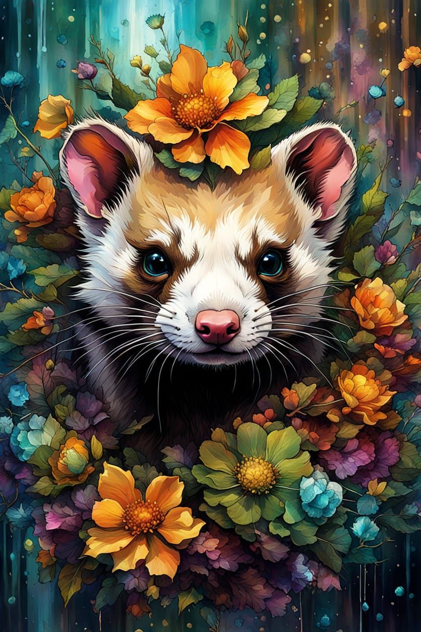 Floral Ferret  by @Sasha