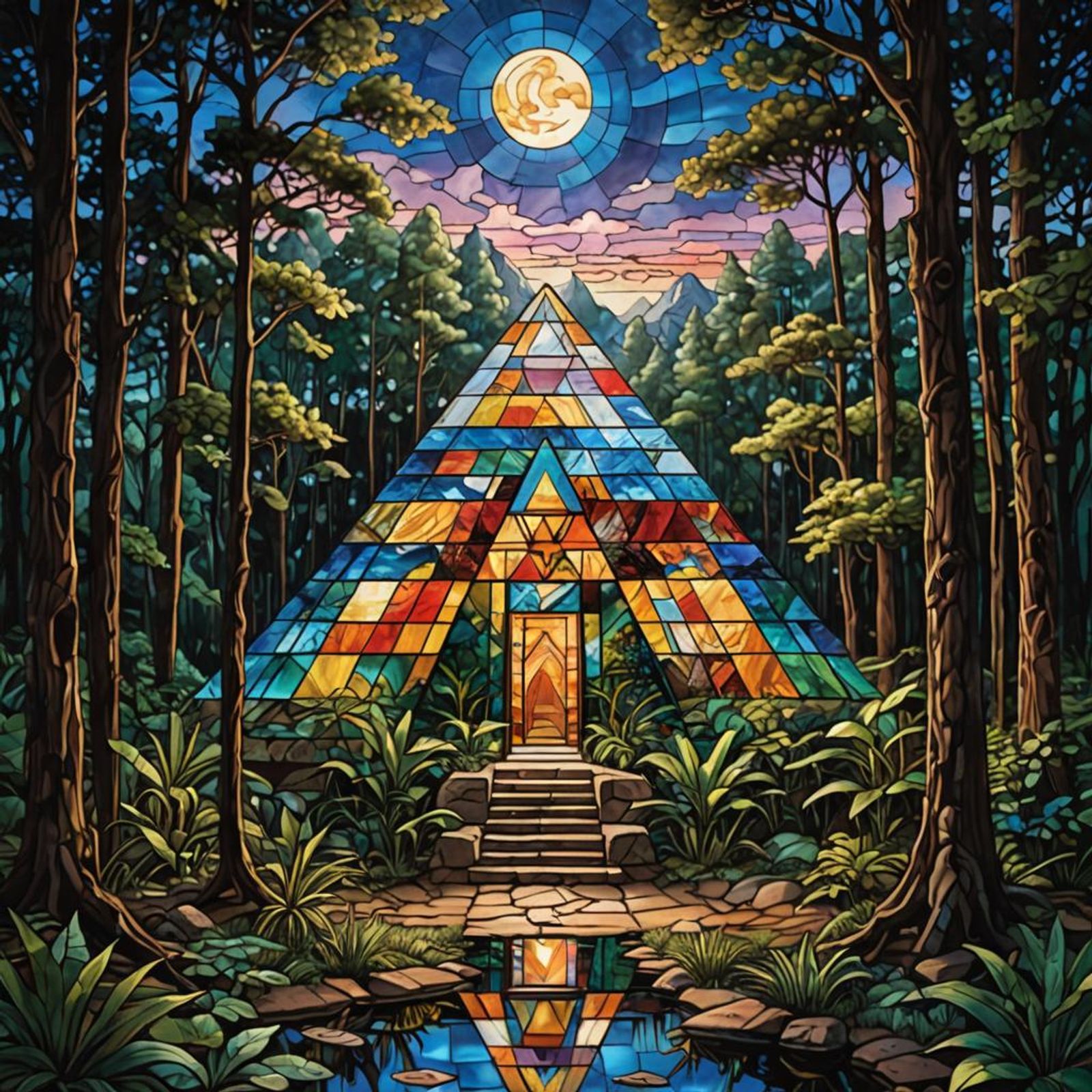 stained glass pyramid - AI Generated Artwork - NightCafe Creator