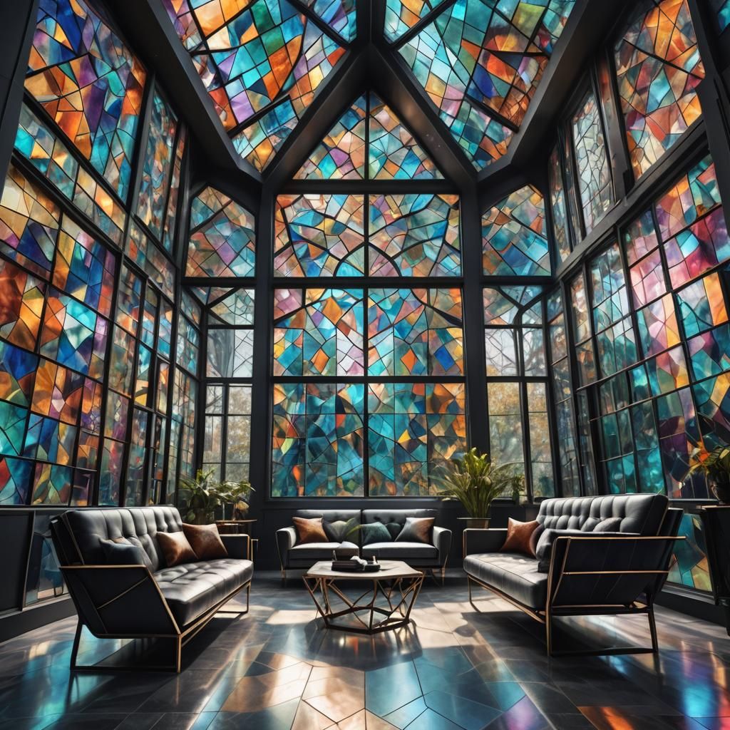 Iridescent Stained-Glass Living Room in HDR