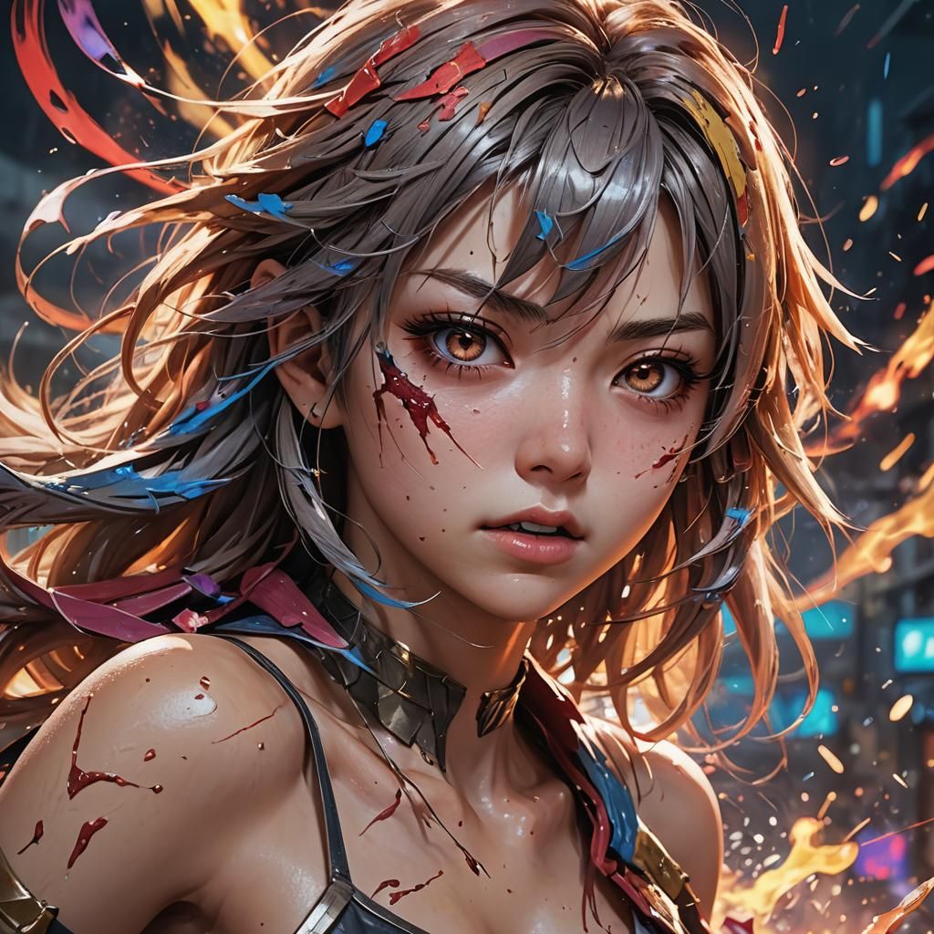 Female rage Hyperrealistic, splash art, concept art, mid sho...