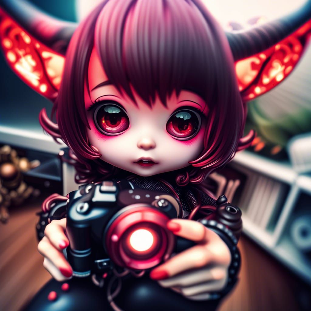 Chibi imp photographer 2 - AI Generated Artwork - NightCafe Creator