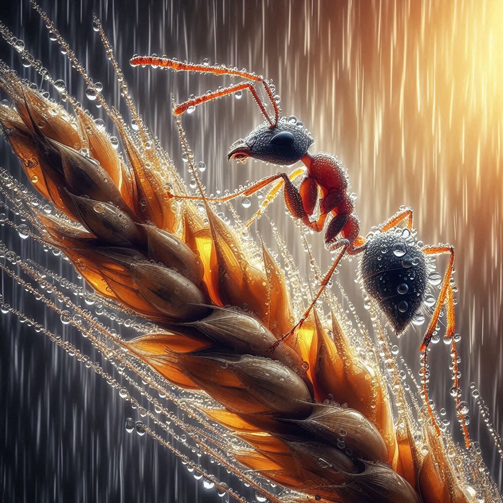 Grain of Survival: An Ant's Journey Through the Storm