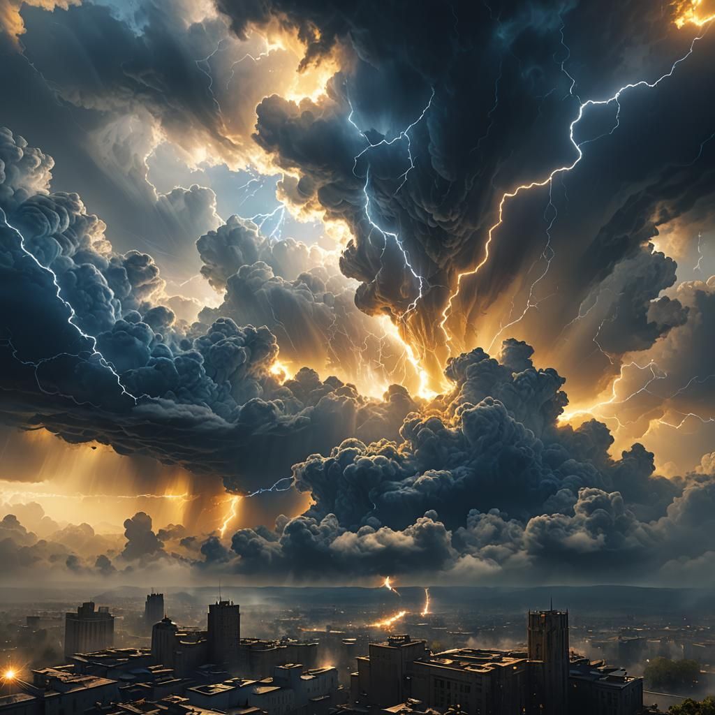 Sunlight Slices Through Grey Clouds: Cinematic Fantasy