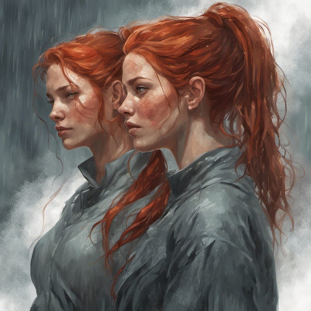 The twins under the rain