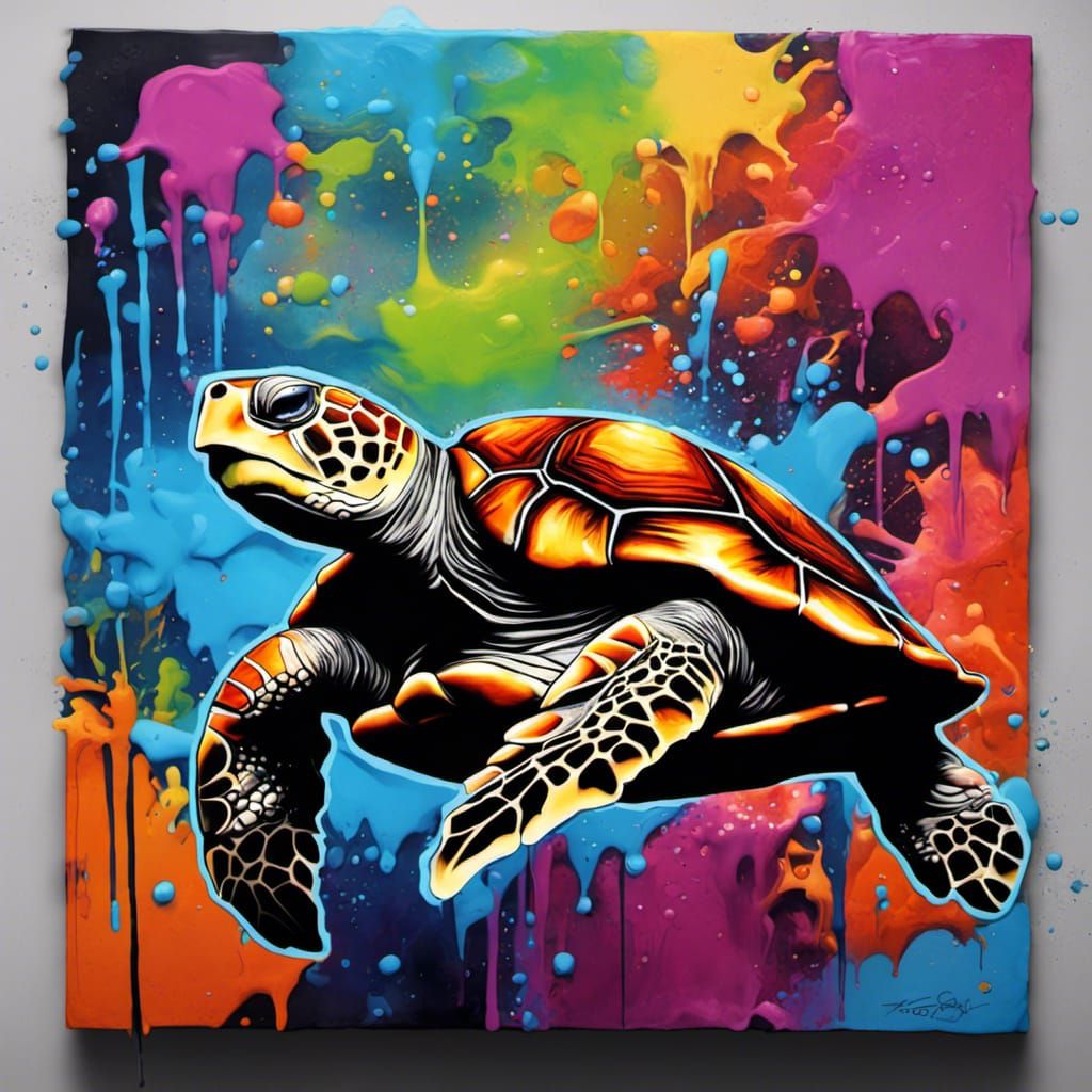 Quintessence Turtle graffiti art, splash art, street art, spray paint ...