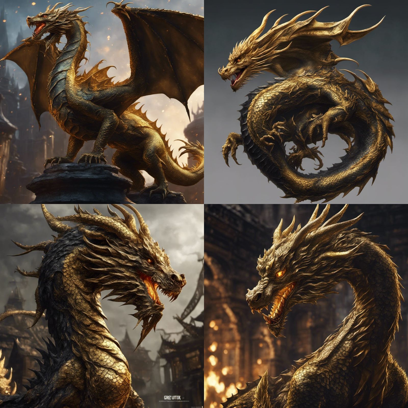 Fierce golden dragon