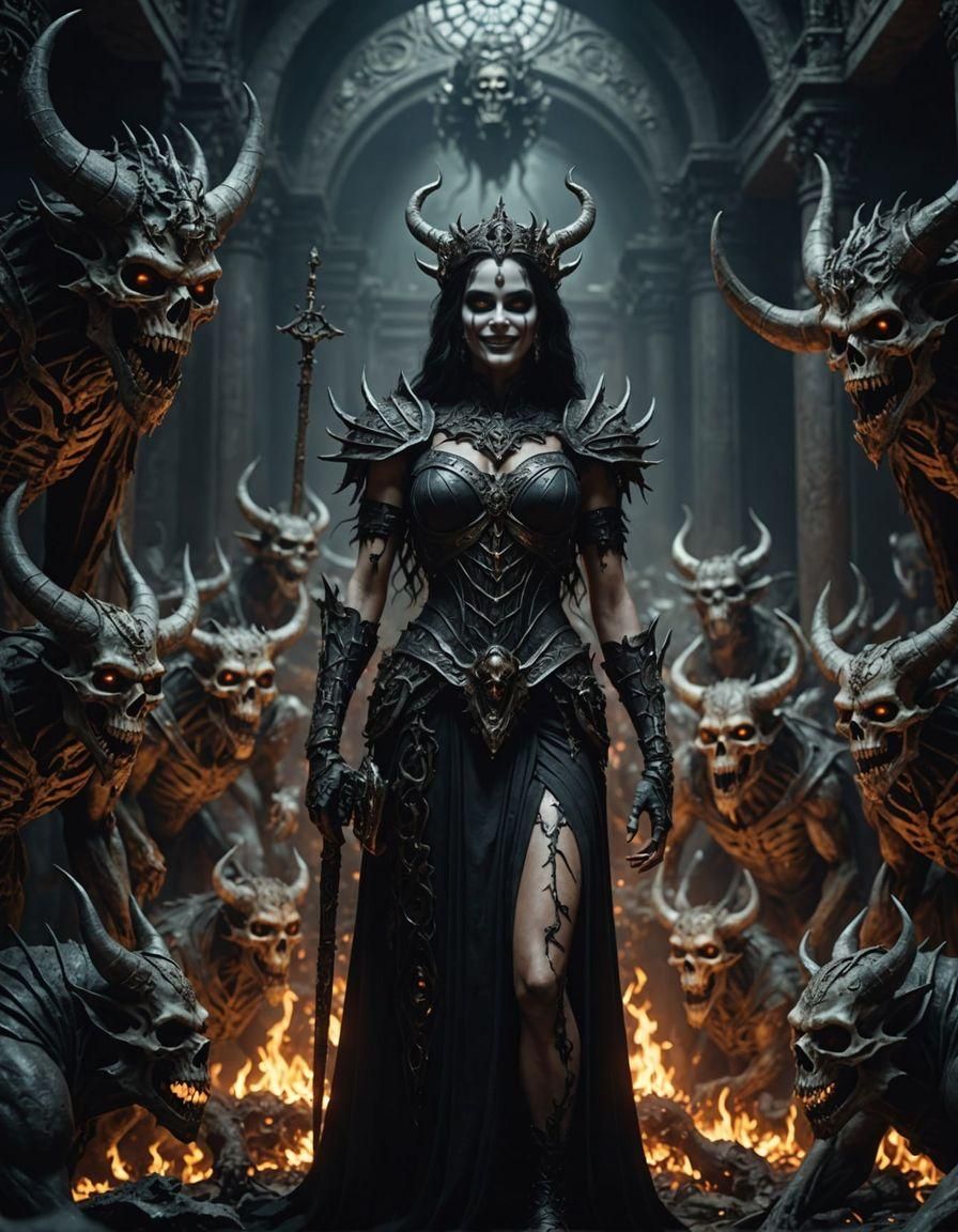 The beautiful Goddess of Death in The Underworld   by @EmzMc