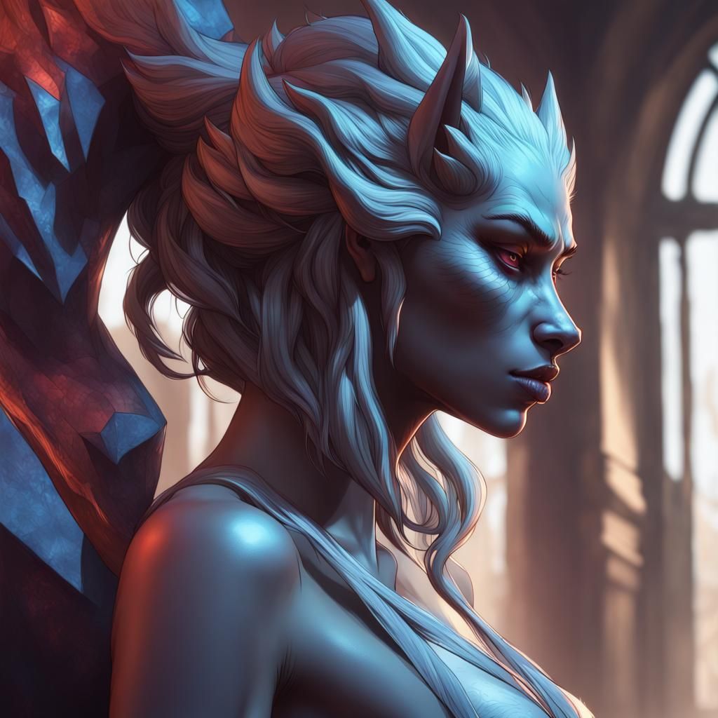 Side portrait of werewolf queen