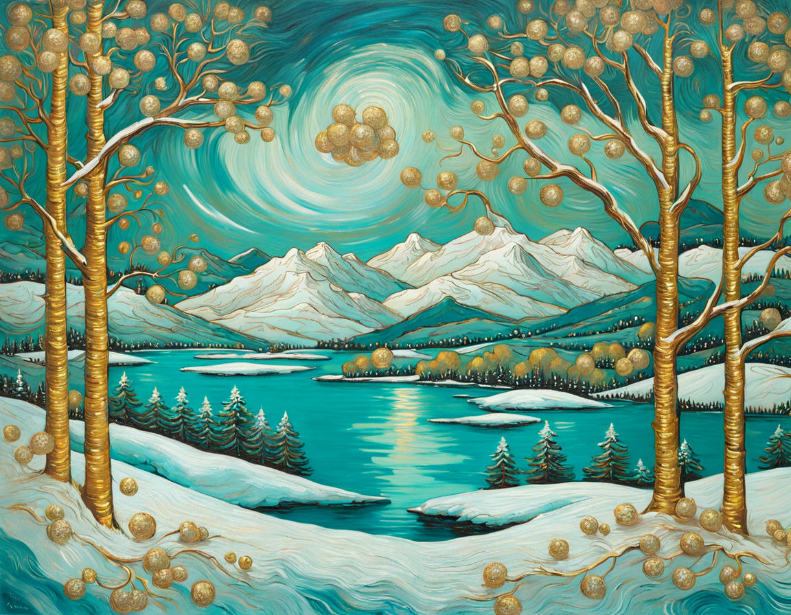 Turquoise Gold Winter Wonderland, VanGogh   by @Gothic Art N Stuff by Ang