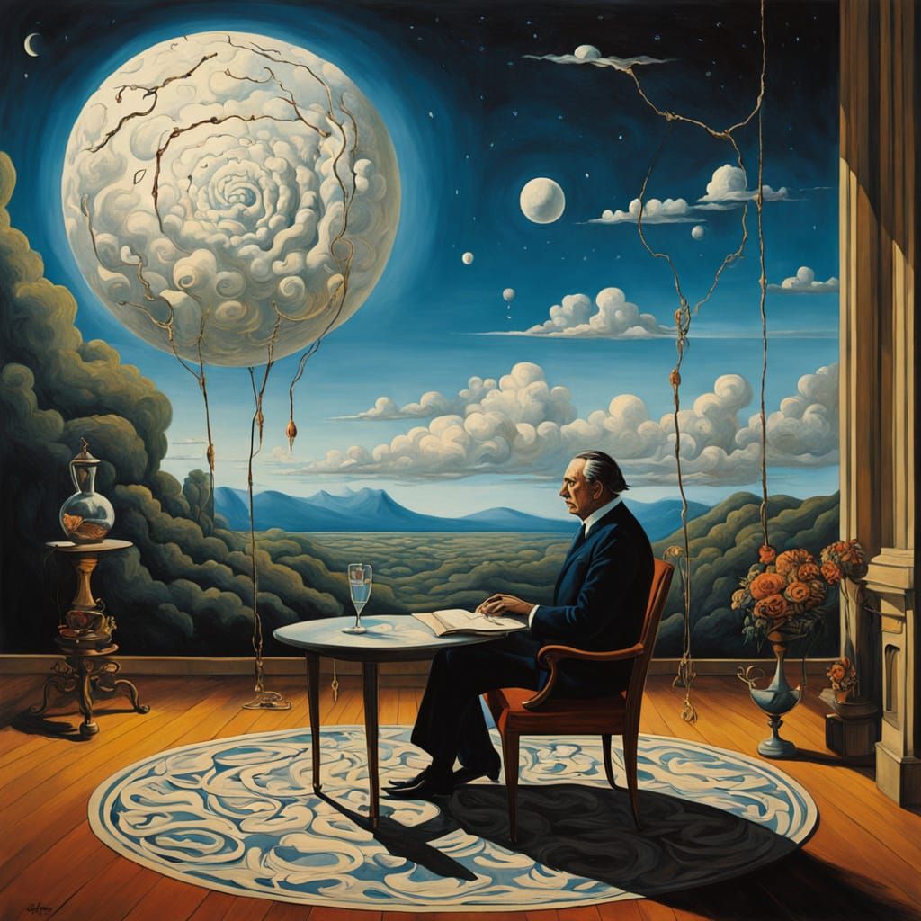 Figure Surrounded by Blazing Golden Light in Dreamlike Surre...