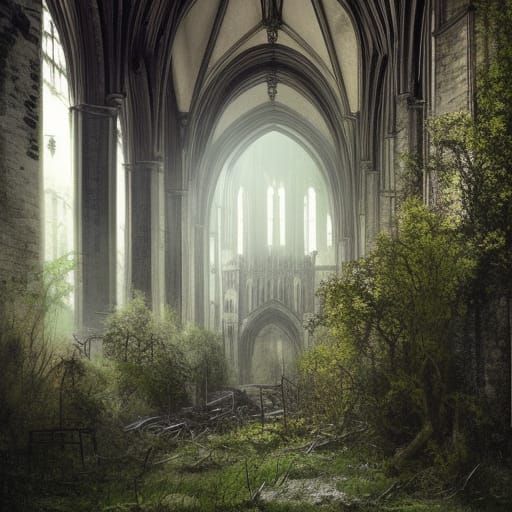 Post apocalyptic Westminster Abbey,  by @Nina Camplin