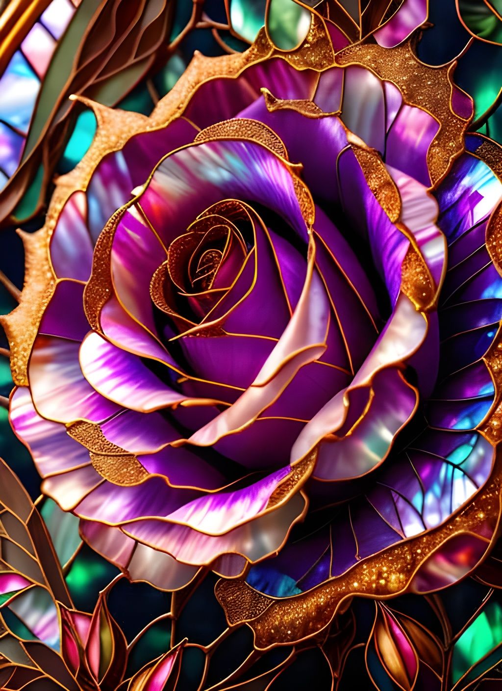 Stained glass rose