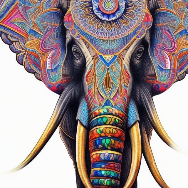 Elephant head with mandalas - AI Generated Artwork - NightCafe Creator