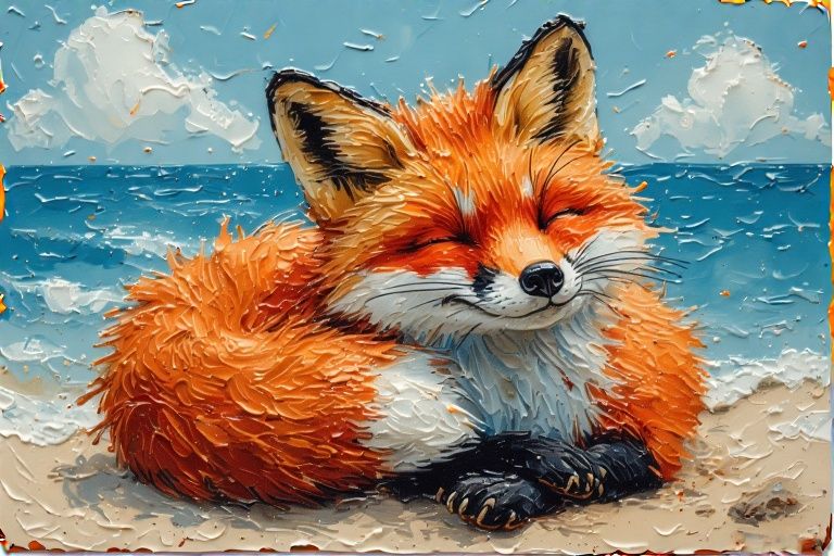 Relaxed Fox At The Beach