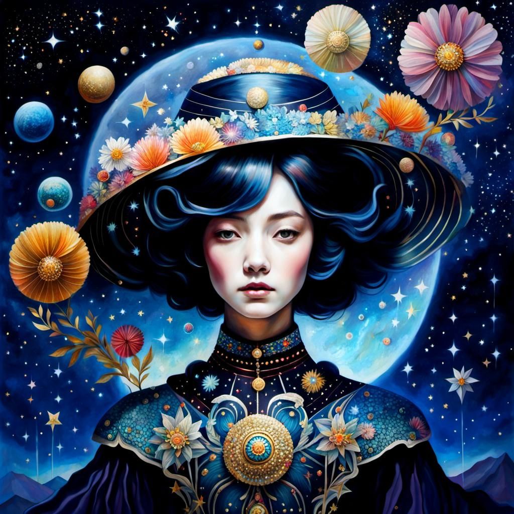 intricately detailed cosmos (funambulist balancing:1.8), hyp...