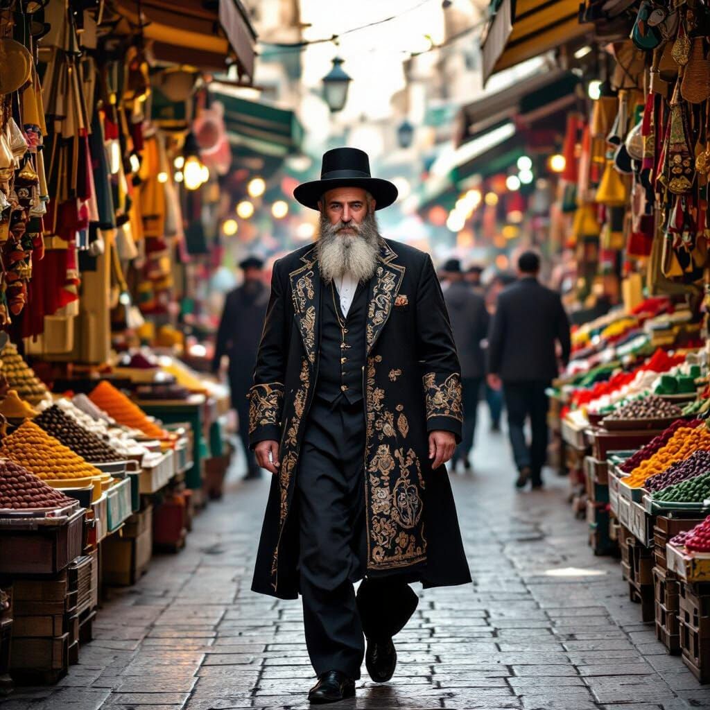 Haredi Man in Jerusalem Marketplace