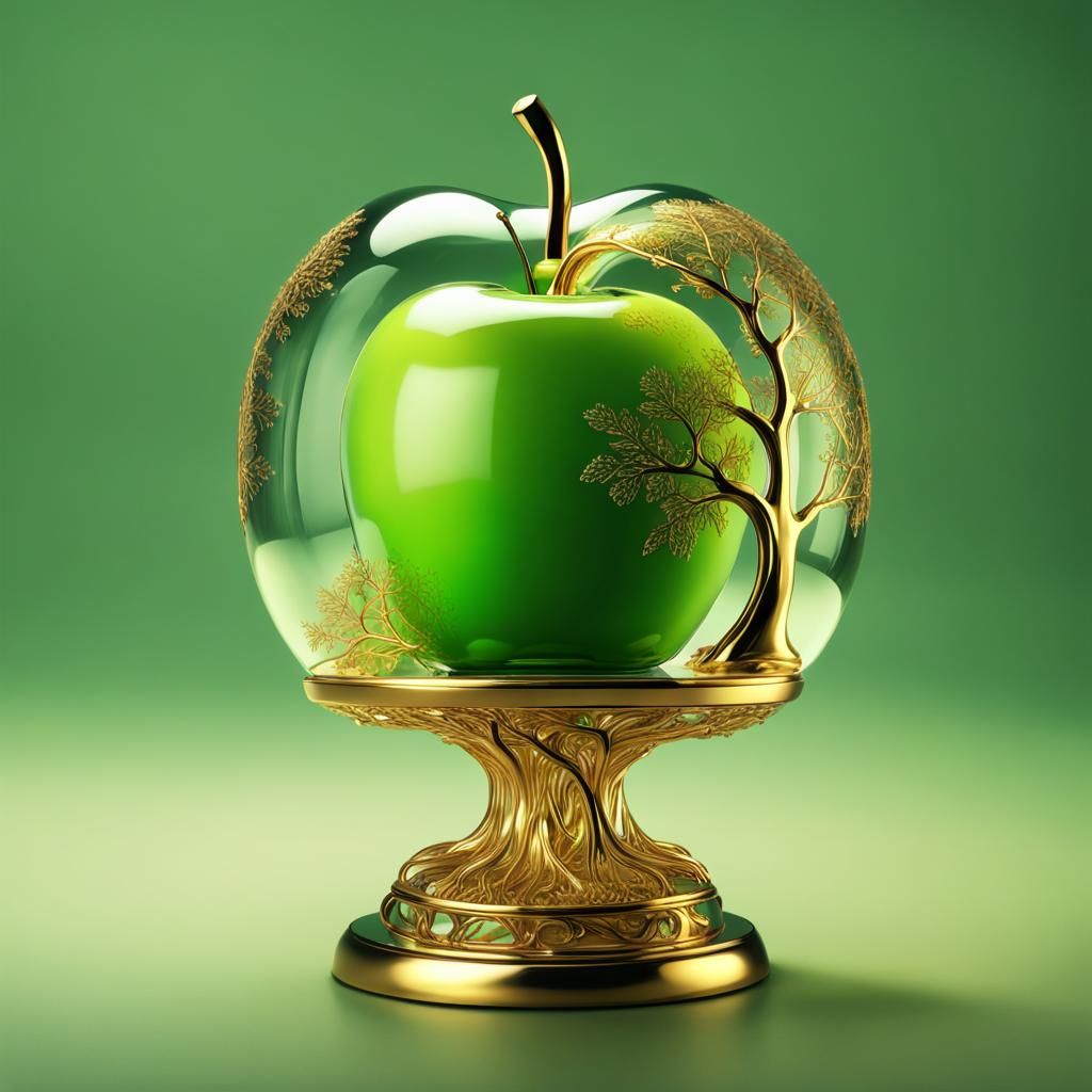 Green glass Apple